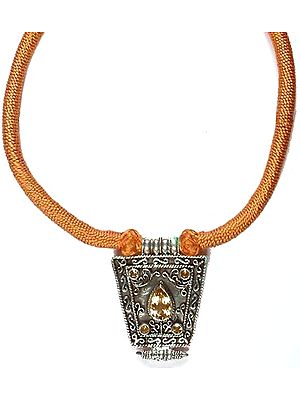 Faceted Citrine Necklace With Matching Cord