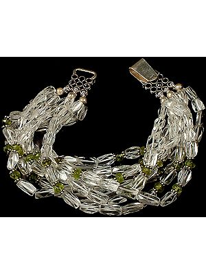 Faceted Crystal Multi Layers Bracelet with Peridot
