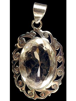 Faceted Crystal Oval Pendant
