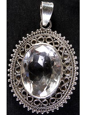 Faceted Crystal Oval Pendant