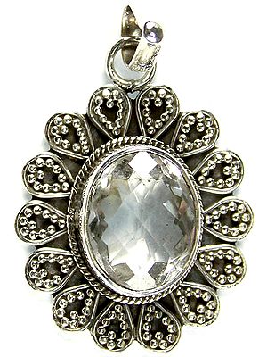 Faceted Crystal Oval Pendant