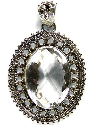 Faceted Crystal Oval Pendant