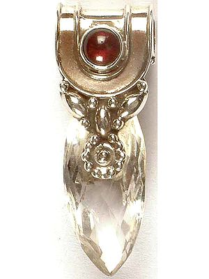 Faceted Crystal Pendant With Garnet
