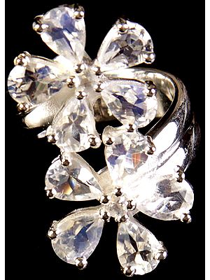 Faceted Rainbow Moonstone Ring