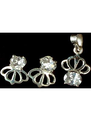 Faceted Cubic Zirconia Pendant with Matching Earrings