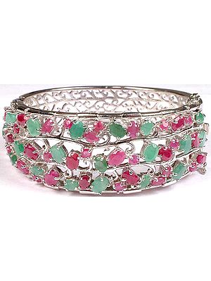 Faceted Emerald & Ruby Bracelet