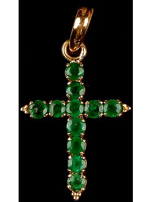 Faceted Emerald Cross