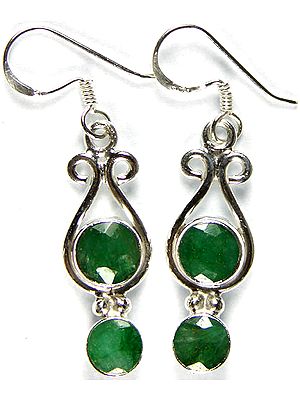 Faceted Emerald Earrings with Charms