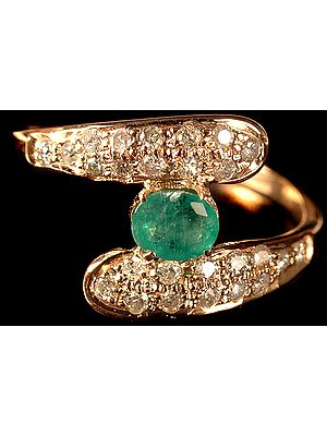 Faceted Emerald Ring with Diamonds