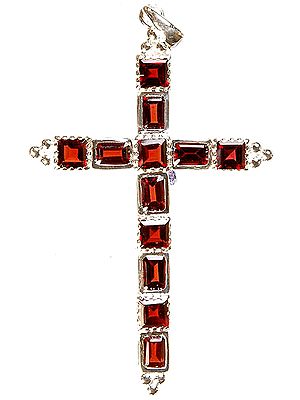 Faceted Garnet Cross Pendant
