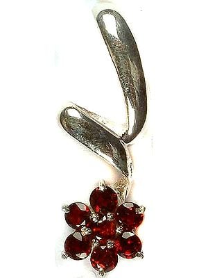 Faceted Garnet Flower Pendant