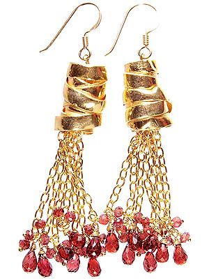 Faceted Garnet  Gold Plated Chandeliers