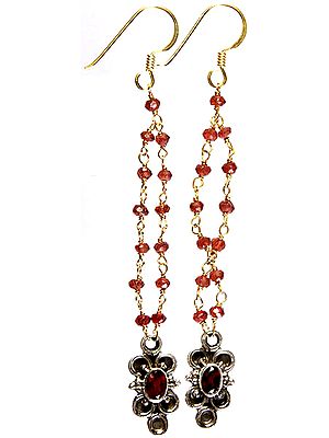 Faceted Garnet Gold Plated Earrings