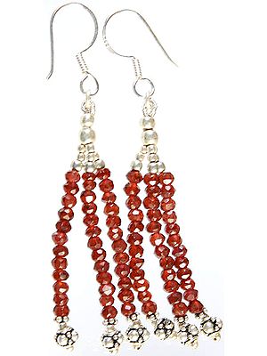 Faceted Garnet Shower Earrings