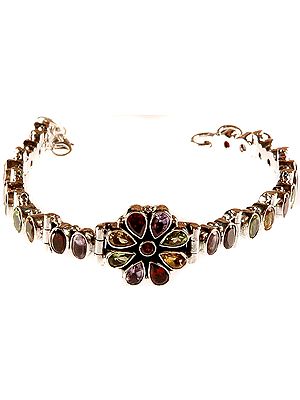 Faceted Gemstone Bracelet (Peridot, Garnet, Amethyst and Citrine)