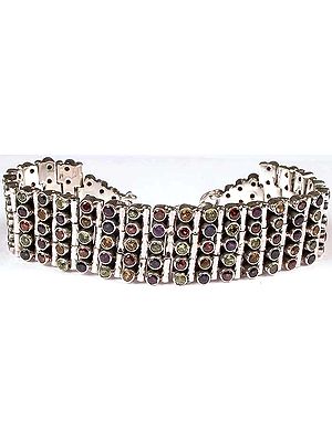 Faceted Gemstone Bracelet (Peridot, Garnet, Citrine, Amethyst and Iolite)