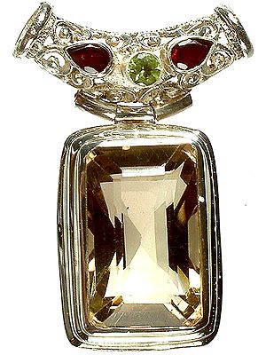 Faceted Gemstone Pendant (Smoky Quartz, Garnet and Peridot)