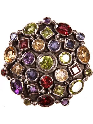 Faceted Gemstone Ring (Amethyst, Garnet, Iolite, Citrine and Peridot)
