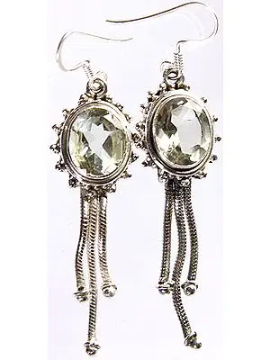 Faceted Green Amethyst Earrings with Charms