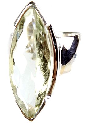 Faceted Green Amethyst Marquis Ring