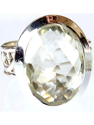 Faceted Green Amethyst Ring