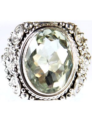 Faceted Green Amethyst Ring