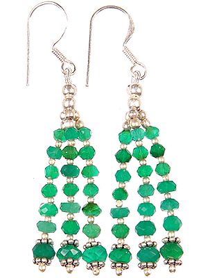 Faceted Green Onyx Shower Earrings