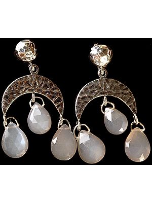 Faceted Grey Moonstone Earrings