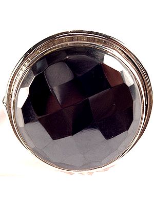 Faceted Hematite Circular Finger Ring