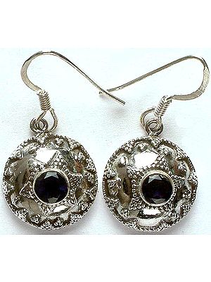 Faceted Iolite Earrings with Granulation