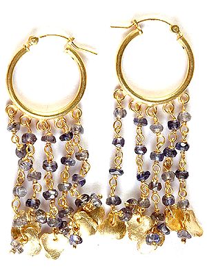 Faceted Iolite Gold Plated Chandeliers