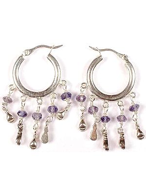 Faceted Iolite Hoop Chandeliers