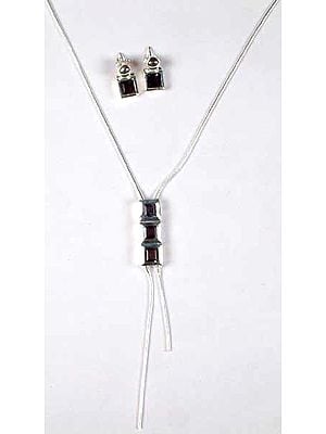 Faceted Iolite Necklace With Earrings Set
