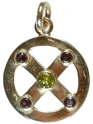 Faceted Iolite, Peridot Pendant