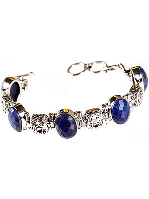 Faceted Lapis Lazuli Bracelet with Lattice