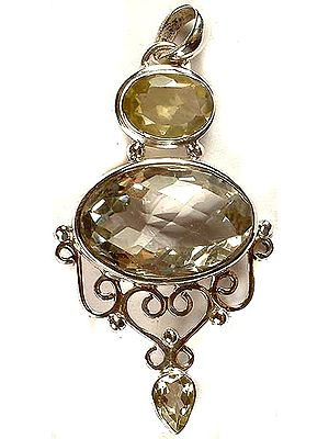 Faceted Lemon Topaz & Crystal Pendant