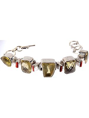 Faceted Lemon Topaz Bracelet with Coral