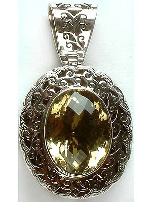 Faceted Lemon Topaz Lattice Pendant