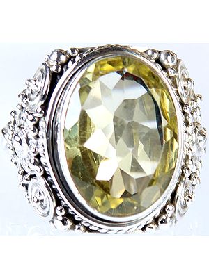 Faceted Lemon Topaz Oval Ring