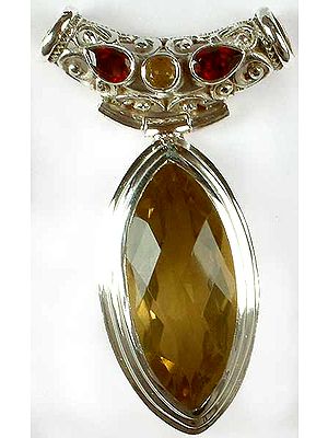 Faceted Lemon Topaz Pendant with Garnet & Citrine
