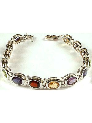 Faceted Multicolor Fine Cut Gemstone Bracelet