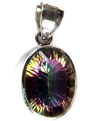 Faceted Mystic Topaz Oval Pendant