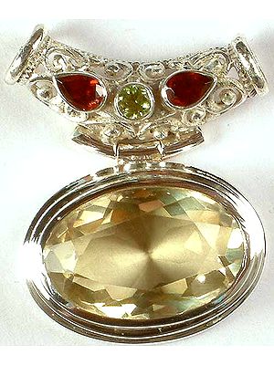 Faceted Oval Lemon Topaz Pendant