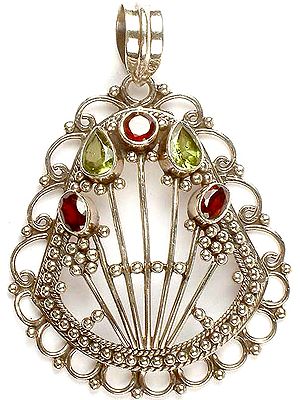 Faceted Peridot & Garnet Pendant