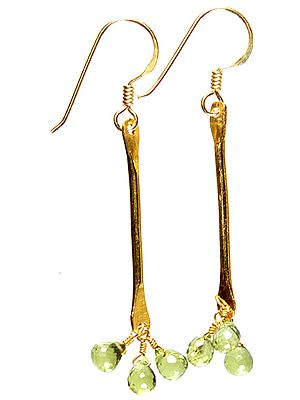 Faceted Peridot Drops Gold Plated Earrings
