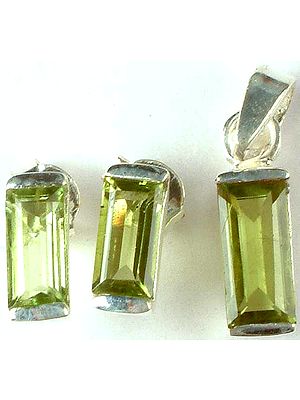 Faceted Peridot Pendant & Earrings Set