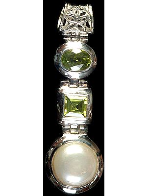 Faceted Peridot Pendant with Pearl