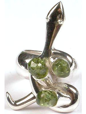 Faceted Peridot Serpent Ring