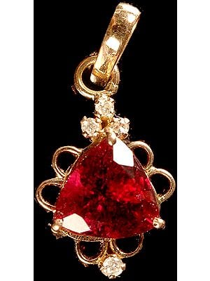 Faceted Pink Tourmaline Pendant with Diamonds