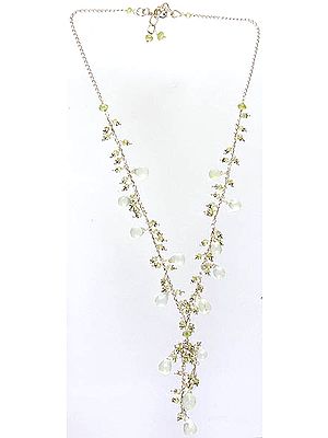 Faceted Prehnite and Peridot Necklace with Dangle